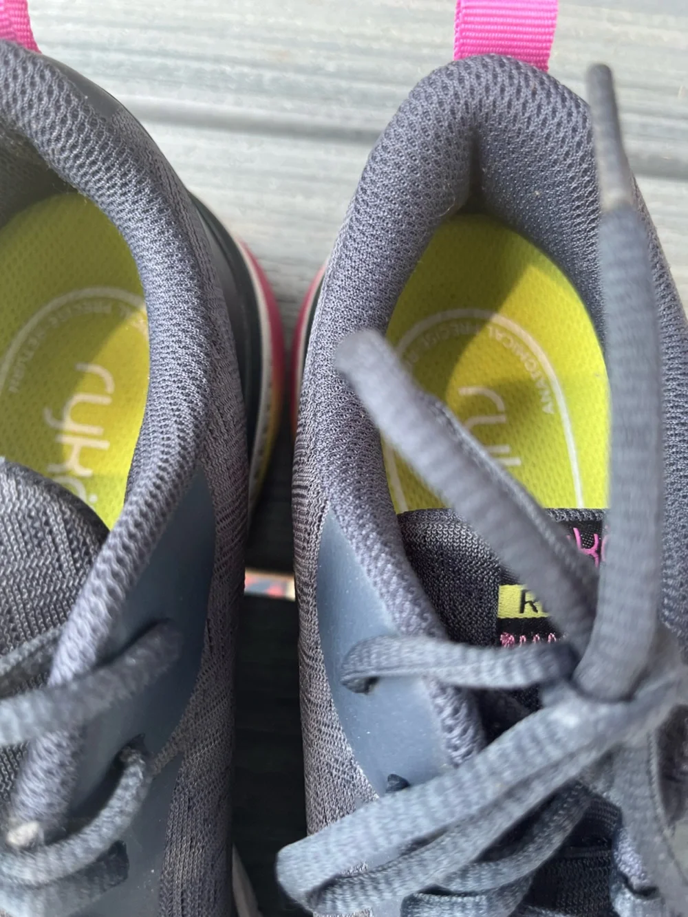 Ryka Re Run Gray Athletic Shoes with Pink and Yellow Accents 8.5M